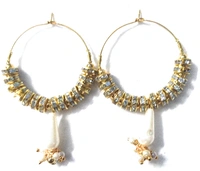 NIBRAS Rhinestone Spacers Beads White TearDrop Hoop Earrings - B09JH8JJLS, 7gm, 6.5cm x 4cm x 1cm